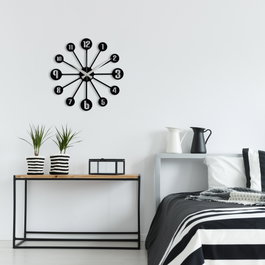 Wallity Enzoclock - S014 Reloj de Pared de Metal Negro